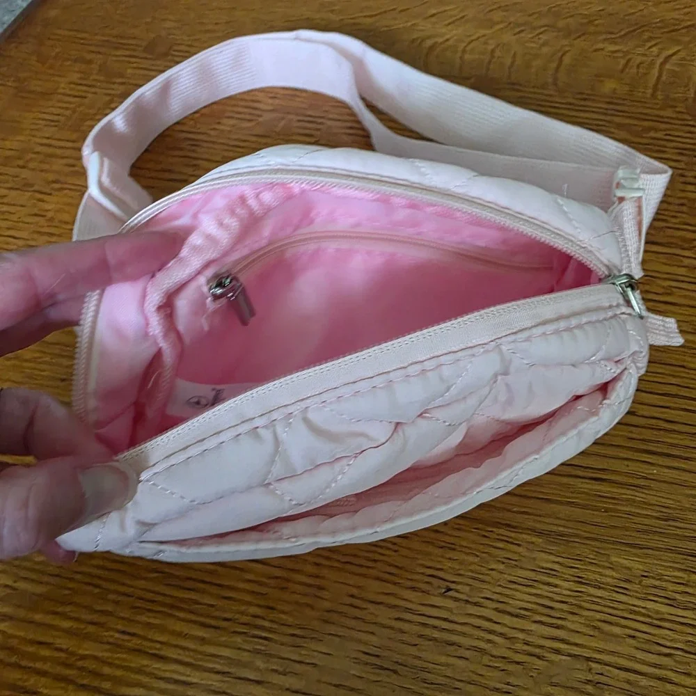 90 Degree by Reflex Girls Pink Quilted Puffer Belt Bag Waist Pack OS Bum Bag